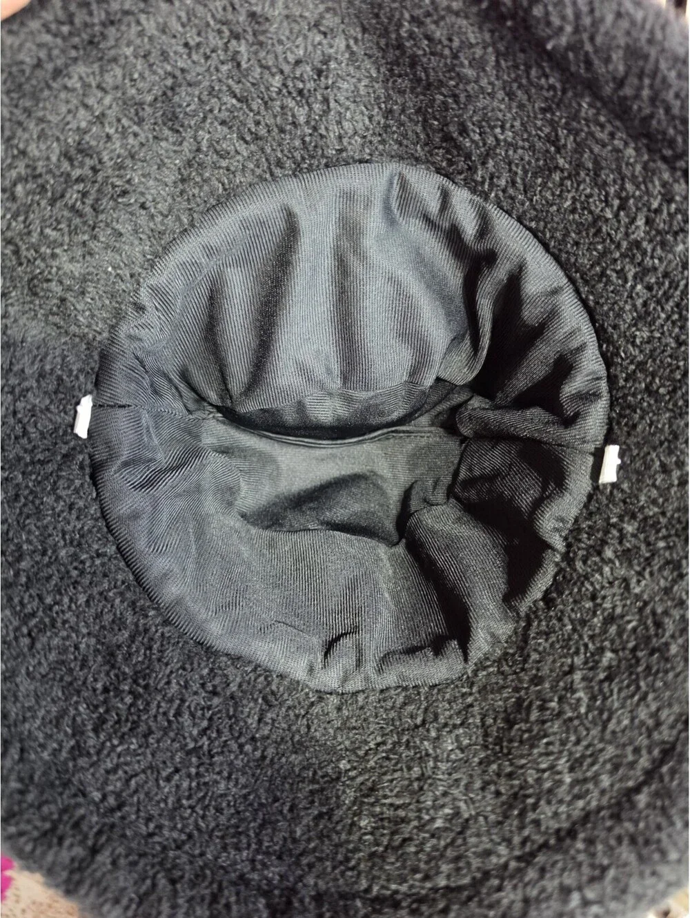 Kuromi Sanrio Black Fleece Lined Bucket Hat, Embroidered, Polyester, One Size